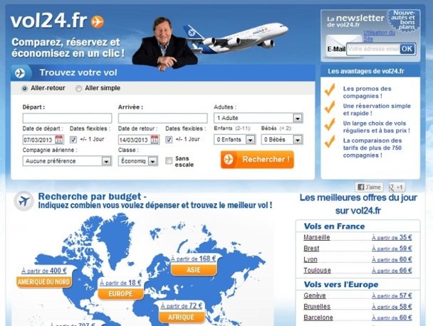 Si l'interface de Vol24.fr a été conservée, le contenu du site a en revanche été entièrement revu - Capture d'écran Si l'interface de Vol24.fr a été conservée, le contenu du site a en revanche été entièrement revu - Capture d'écran