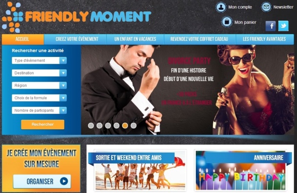 En rachetant les coffrets cadeau à prix coûtant, FriendlyMoment.com recrute entre 15 et 30 clients par jour depuis son lancement - Capture d'écran