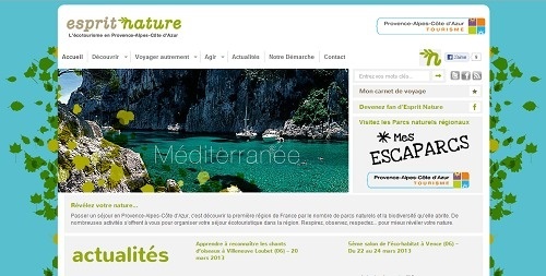 Les internautes qui souhaitent préparer des vacances écotouristiques en PACA peuvent désormais consulter le site ecotourismepaca.fr - Capture d'écran