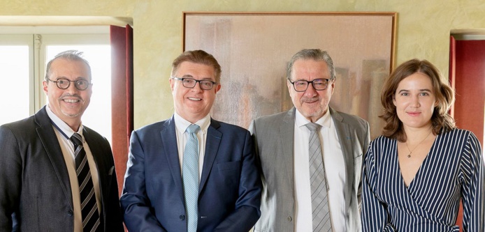 Yann Mathieux, directeur général des croisières ; Edouard George, président de Ciels du Monde et Phoenix Voyages ; Guy Cervelle, directeur des opérations aériennes ; Sophie Cottrell, directrice des opérations terrestres - DR : Ciels du Monde