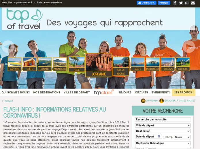 Le site web de Top of travel - DR