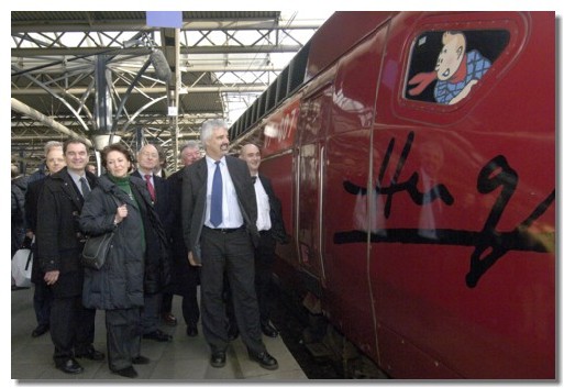 Thalys a fête le centenaire d'Hergé et de Tintin avec un train pelliculé à l'effigie de ses personnages célèbres