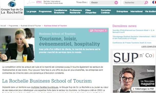 La Business School of Tourism de La Rochelle va lancer des nouveaux programmes dès la rentrée 2013. DR La Business School of Tourism de La Rochelle va lancer des nouveaux programmes dès la rentrée 2013. DR