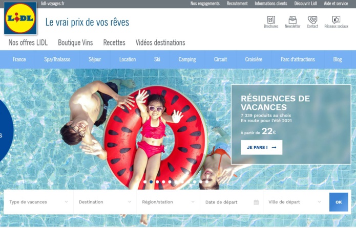 captation d'écran du site Lidl Voyages captation d'écran du site Lidl Voyages