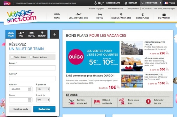 Le site de Voyages-sncf.com va être décliné en 13 versions locales, afin de partir à l'assaut du marché européen. DR