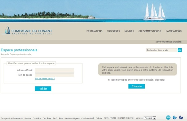 La COmpagnie du Ponant a décidé de lancer un nouveau site BtoB - Capture d'écran La COmpagnie du Ponant a décidé de lancer un nouveau site BtoB - Capture d'écran