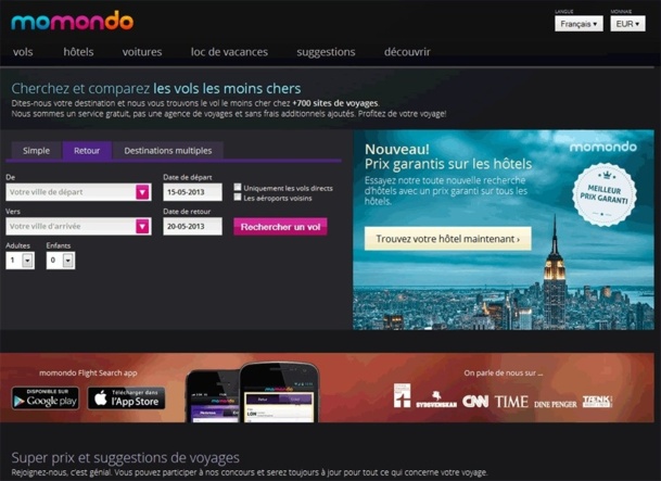 Momondo spécialiste de l’info-médiation, rémunéré au clic, totalise 13 M de visiteurs mensuels à travers le monde, surtout dans le nord de l’Europe, Russie compris, et sa b[newsletter enregistre la bagatelle de 6 M d’abonnés. Momondo spécialiste de l’info-médiation, rémunéré au clic, totalise 13 M de visiteurs mensuels à travers le monde, surtout dans le nord de l’Europe, Russie compris, et sa b[newsletter enregistre la bagatelle de 6 M d’abonnés.