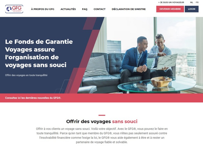 Le Fonds de Garantie Voyages (GFG) a entièrement rénové son site web - DR : GFG.be Le Fonds de Garantie Voyages (GFG) a entièrement rénové son site web - DR : GFG.be