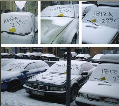 Il fallait y penser : faire de la neige un support pub pour le voyage ! Il fallait y penser : faire de la neige un support pub pour le voyage !
