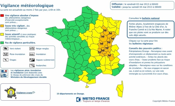 Météo France : 10 départements en vigilance orange Météo France : 10 départements en vigilance orange