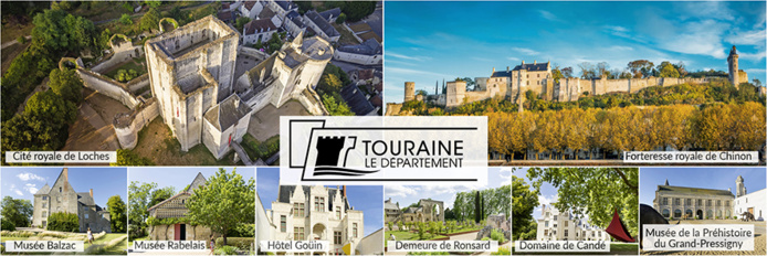 @ Gillard&vincent - cite royale de loches, @ JC coutand - forteresse de chinon, @ stevens fremont - château de saché – musée balzac, @ stevens fremont - demeure de ronsard-prieuré st cosme, musée rabelais, musee de la prehistoire du grand pressigny, @ stevens fremont - domaine de candé, @ c.raimbaut - hôtel Gouin