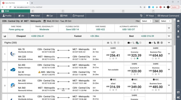 Le visuel du nouveau "airline storefront" de Sabre - DR Le visuel du nouveau "airline storefront" de Sabre - DR