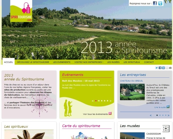 Le site web lancé par Fédération Française des Spiritueux - Capture écran