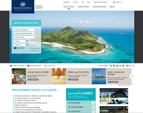 La nouvelle version du site Internet de Beachcomber Hotels fait la part belle aux visuels - Capture d'écran