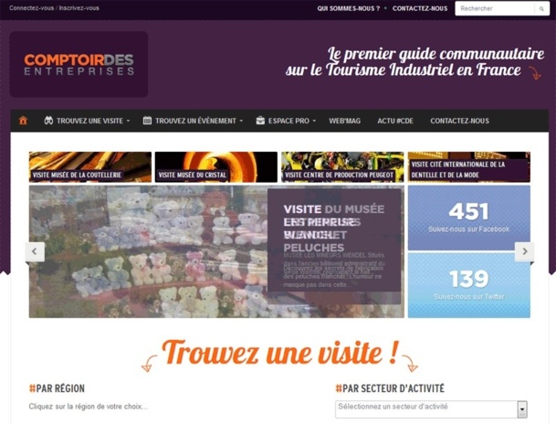 Le site de Comptoir des entreprises se positionne comme "étant premier guide communautaire sur le tourisme industriel" - Capture Ecran Le site de Comptoir des entreprises se positionne comme "étant premier guide communautaire sur le tourisme industriel" - Capture Ecran
