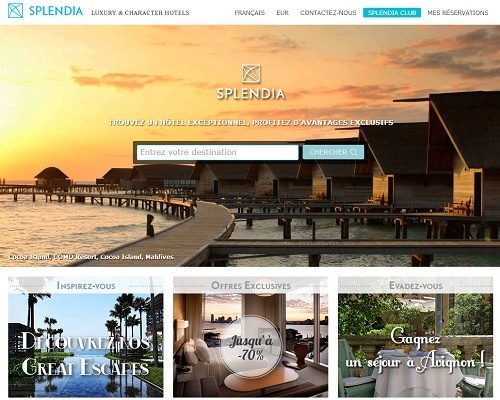La page daccueil de la nouvelle version du site de Splendia offre une large place aux visuels haute définition - Capture d'écran