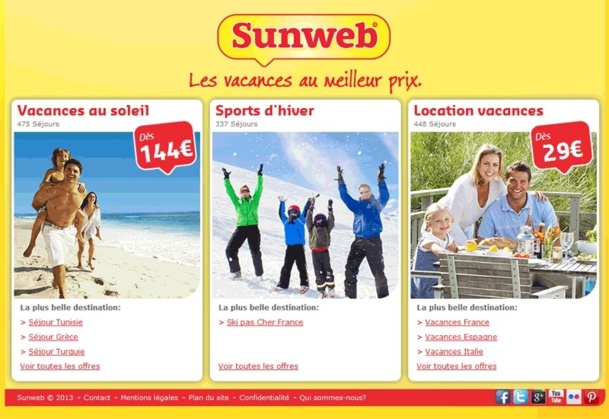 Sunweb Vacances, la filiale française de Sundio Group, est composée de 2 marques en France : Sunweb, dédiée aux séjours individuels, et Odyssée (anciennement GotoTravel), experte sur le voyage en groupe et étudiant - Capture écran Sunweb Vacances, la filiale française de Sundio Group, est composée de 2 marques en France : Sunweb, dédiée aux séjours individuels, et Odyssée (anciennement GotoTravel), experte sur le voyage en groupe et étudiant - Capture écran