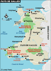 Carte du Pays de Galles © Lonely Planet Carte du Pays de Galles © Lonely Planet