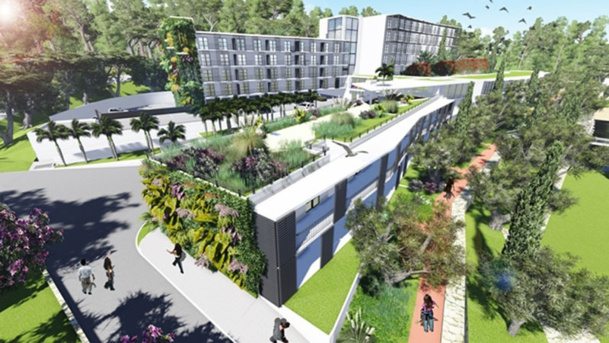 Le futur Business Resort Campus All Suite Sophia Antipolis proposera 109 suites de 50 m2 modulables chacune en deux chambres de 25 m2, qui seront adossées à l'actuel Centre d'affaires - DR
