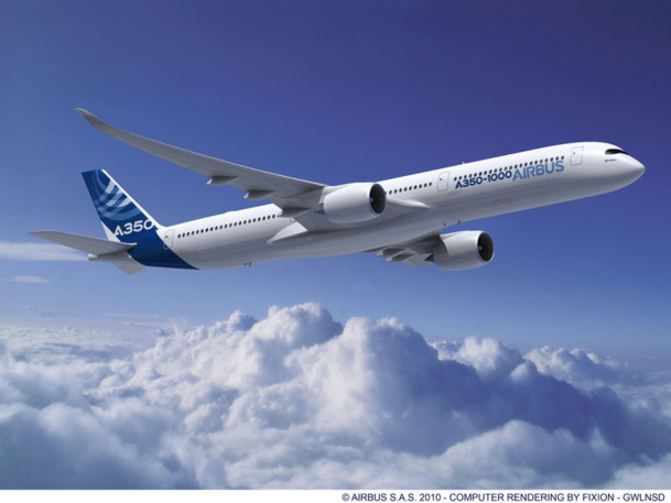 Un passage de l'A350, une semaine après son premier vol d'essai à Toulouse, le jour de la visite au Bourget du président François Hollande vendredi 21 juin, est toujours de l'ordre du possible... - DR : AIRBUS Un passage de l'A350, une semaine après son premier vol d'essai à Toulouse, le jour de la visite au Bourget du président François Hollande vendredi 21 juin, est toujours de l'ordre du possible... - DR : AIRBUS