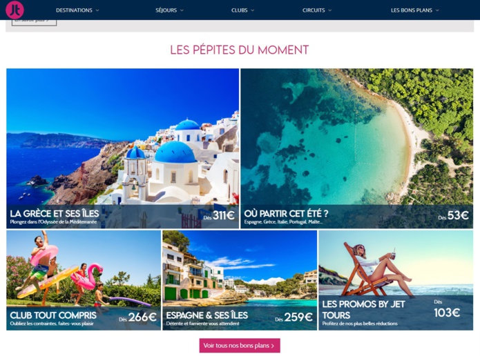 Le nouveau site web de Jet tours - DR