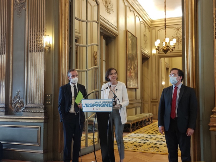 Reyes Maroto, ministre espagnole du tourisme, mardi 25 mai 2021 à l'ambassade d'Espagne de Paris © PG TM