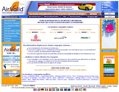 Air Valid : tout ce que vous avez toujours voulu savoir sur les Cies aériennes... Air Valid : tout ce que vous avez toujours voulu savoir sur les Cies aériennes...