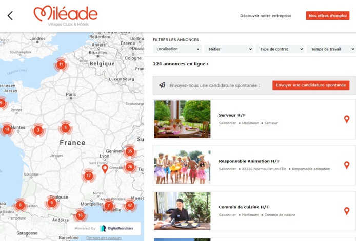 Le site de recrutements de Miléade - DR Le site de recrutements de Miléade - DR
