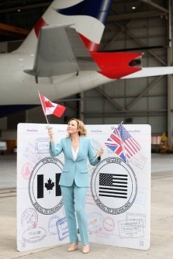 Kim Cattrall a lancé le compte à rebours pour l'ouverture des réservations des vols sur B787 de Britsih Airways - photo DR