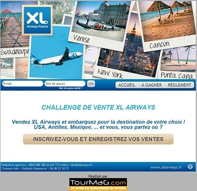 Les agents de voyages devront réaliser le plus de ventes XL Airways entre le 8 juillet et le 7 août 2013 - Capture d'écran Les agents de voyages devront réaliser le plus de ventes XL Airways entre le 8 juillet et le 7 août 2013 - Capture d'écran