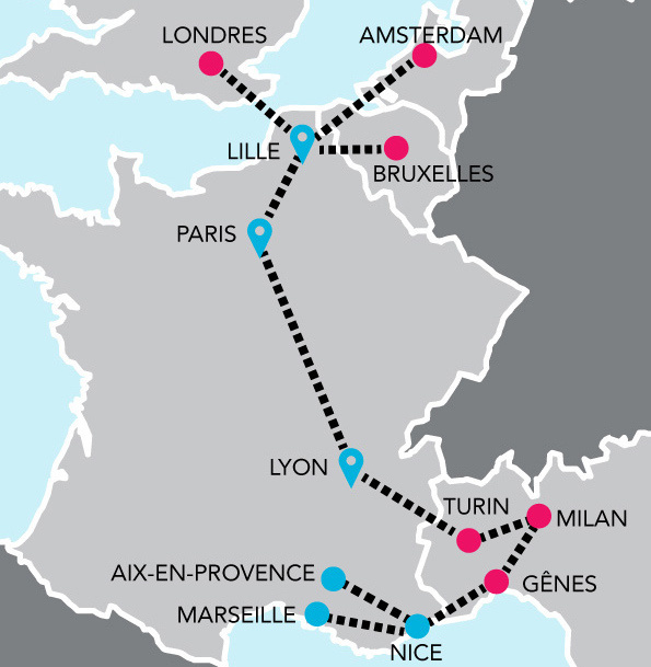 Le réseau iDBUS en Europe - DR Le réseau iDBUS en Europe - DR