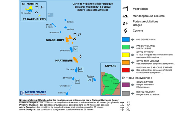 Tempête Chantal : la Guadeloupe et la Martinique en vigilance orange Tempête Chantal : la Guadeloupe et la Martinique en vigilance orange