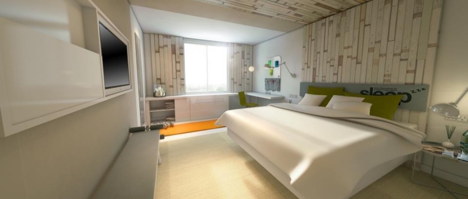 Les chambres d'Even Hotels sont conçues comme autant de salles de salles de gym avec un équipement multifonctionnel : pause bagages qui se transforme en banc d'entraînement, tapis de yoga, etc. © DR Les chambres d'Even Hotels sont conçues comme autant de salles de salles de gym avec un équipement multifonctionnel : pause bagages qui se transforme en banc d'entraînement, tapis de yoga, etc. © DR
