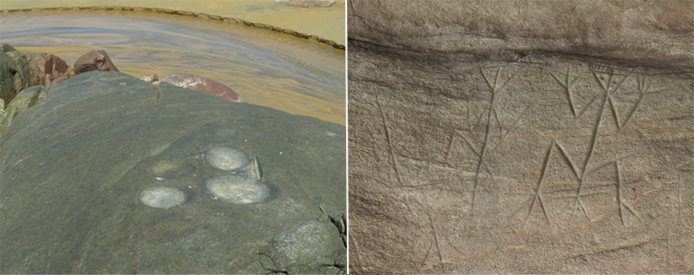 © GEK Polissoirs amérindiens sur la plage /  Kourou_roches gravées de la Carapa