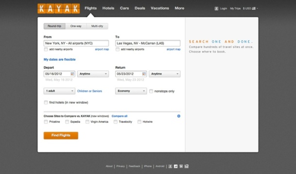Kayak est rémunéré quand un visiteur effectue une réservation sur le site de l'un de ses partenaires - Capture d'écran Kayak est rémunéré quand un visiteur effectue une réservation sur le site de l'un de ses partenaires - Capture d'écran