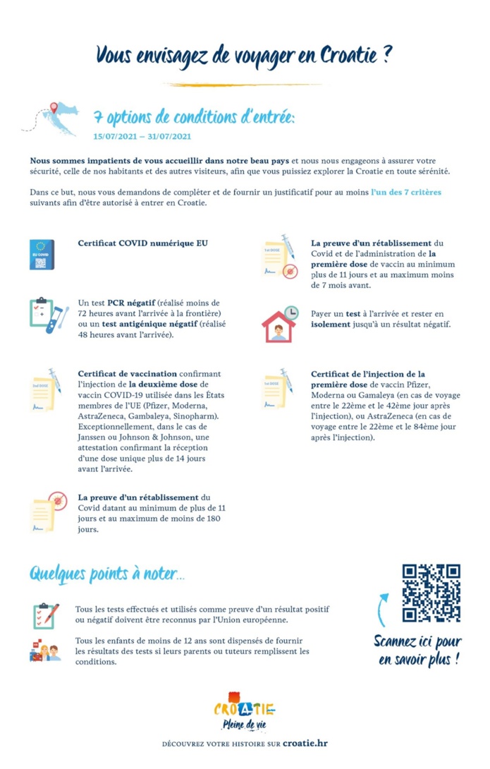 La Croatie propose la vaccination gratuite aux voyageurs La Croatie propose la vaccination gratuite aux voyageurs