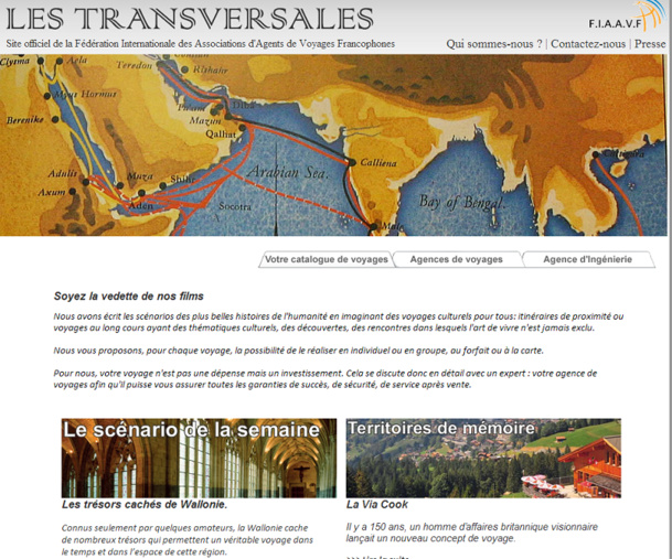 LesTransversales.org sera la plateforme sur laquelle seront regroupées les agences de voyages francophones adhérentes à la FIAAVF - Capture d'écran LesTransversales.org sera la plateforme sur laquelle seront regroupées les agences de voyages francophones adhérentes à la FIAAVF - Capture d'écran