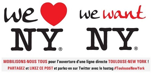 L'aéroport Toulouse-Blagnac demande aux Toulousains et aux habitants de la région de faire savoir sur les réseaux sociaux qu'ils veulent une liaison aérienne vers New York - DR L'aéroport Toulouse-Blagnac demande aux Toulousains et aux habitants de la région de faire savoir sur les réseaux sociaux qu'ils veulent une liaison aérienne vers New York - DR