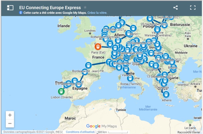 La carte interactive de Connecting Europe Express - DR La carte interactive de Connecting Europe Express - DR