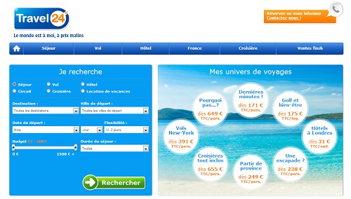 Travel24.fr se positionne comme une agence de voyages en ligne "multi-spécialiste" - Capture d'écran