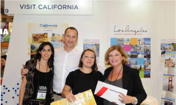 de g. à d. : Sihame Haddane (Visit California France), Christophe Liot (Air France, KLM et Delta), Elise Boisson (San Francisco Travel), Murielle Nouchy (Directrice de Visit California France)