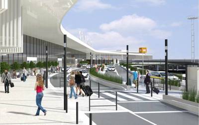 Les travaux de modernisation de l'accès routier au niveau des Départs du Terminal Ouest de Paris-Orly seront terminés en avril 2014 - Photo ADP