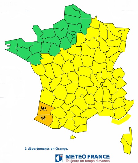 Météo France place les Landes et les Pyrénées-Atlantiques en vigilance orange aux orages - DR