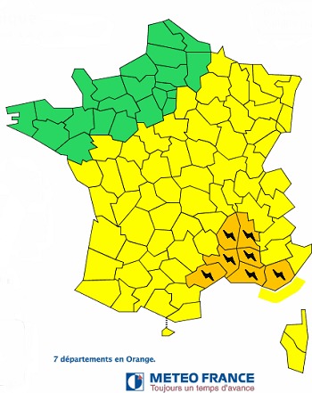 Orages : 7 départements du Sud et du Sud-Est placés en vigilance orange par Météo France