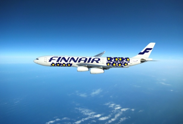 La compagnie Finnair s'est associée avec la marque de design finlandaise Marimekko pour décorer ses avions, ses textiles et sa vaisselle - Photo DR