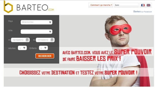 Barteo.com permet de négocier en quelques secondes le prix d'une chambre d’hôtel et d’économiser de 5 à 35%  sur la réservation.