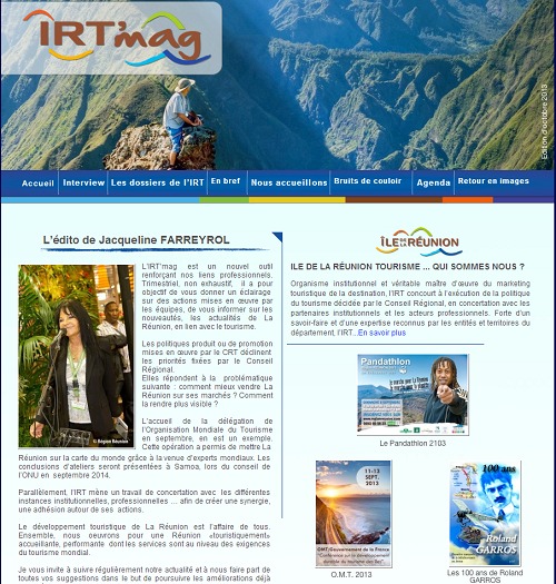 IRT'mag : la nouvelle publication du CRT de l'île de la Réunion IRT'mag : la nouvelle publication du CRT de l'île de la Réunion