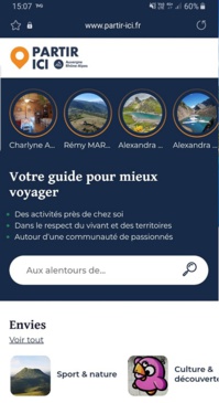La web app Partir Ici développée par Auvergne-Rhône-Alpes Tourisme et l'ATES - DR La web app Partir Ici développée par Auvergne-Rhône-Alpes Tourisme et l'ATES - DR