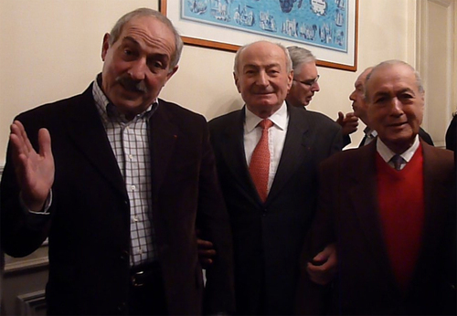 Georges Toromanof (à droite sur la photo) en compagnie de J. Perrin et C. Balderacchi, tous anciens présidents du SNAV - DR : M.S.