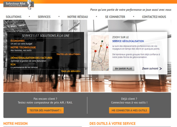 Le nouveau site Selectour Afat Affaires - DR
